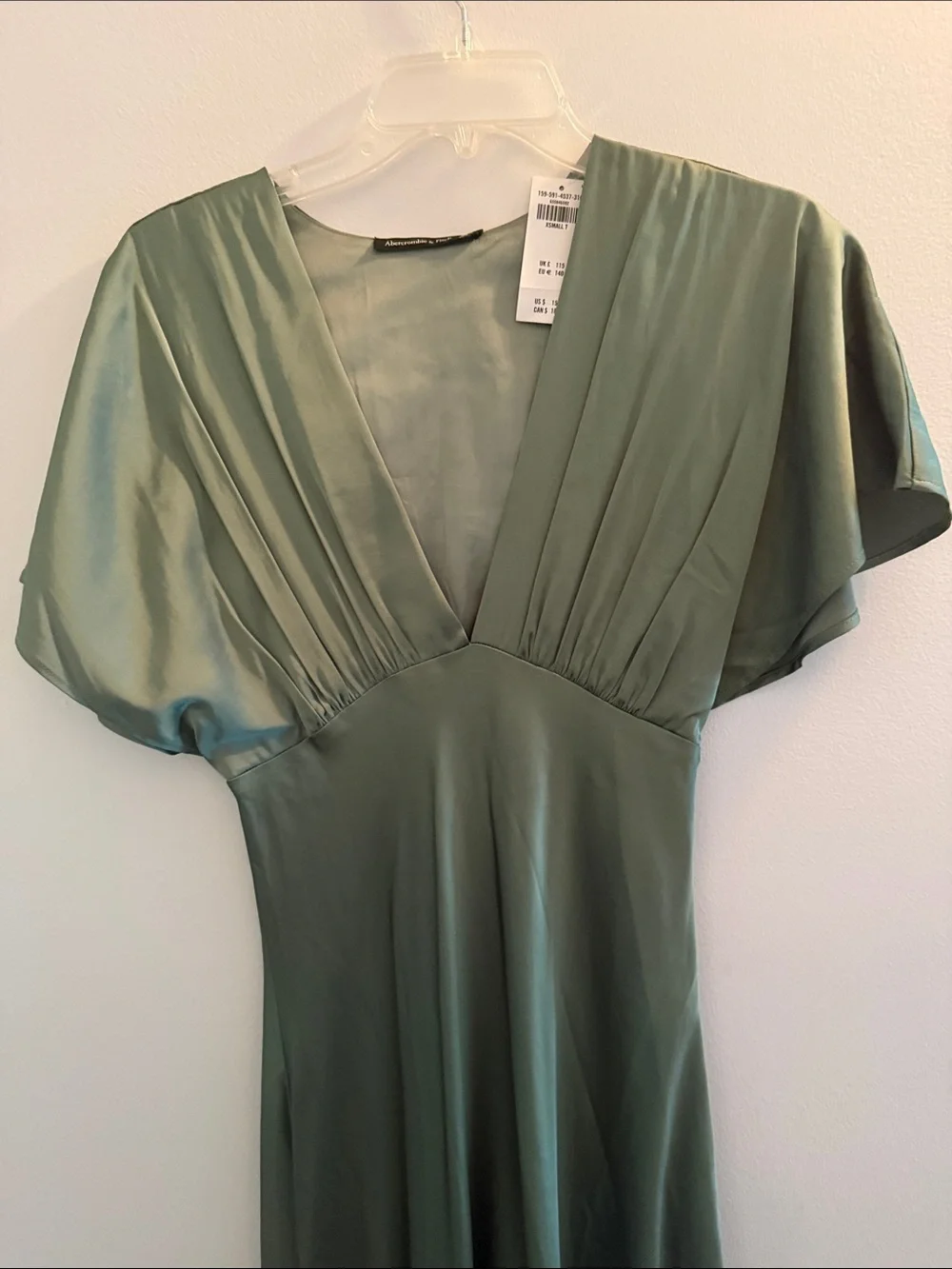 Abercrombie & Fitch Sage Green V-Neck Maxi Dress